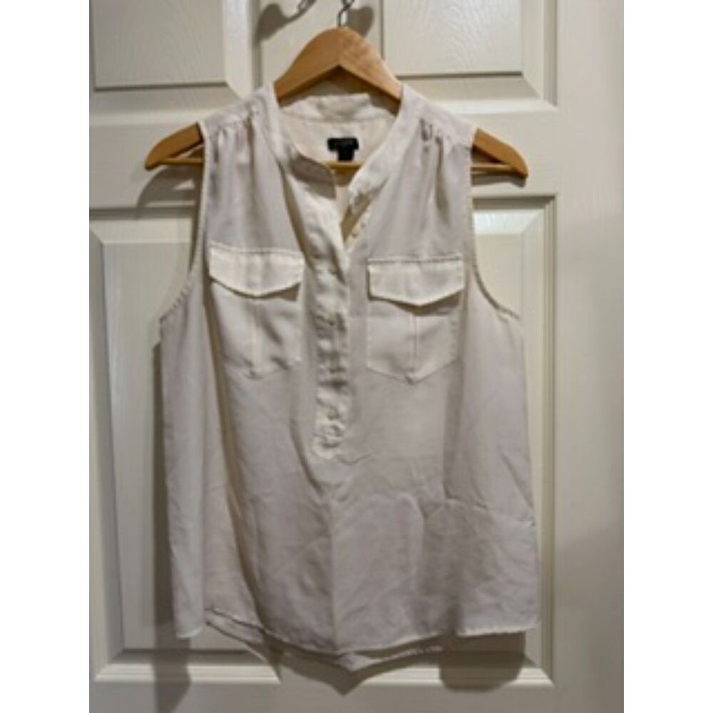 J. Crew Ivory Sleeveless Button-Front Pocket Camisole